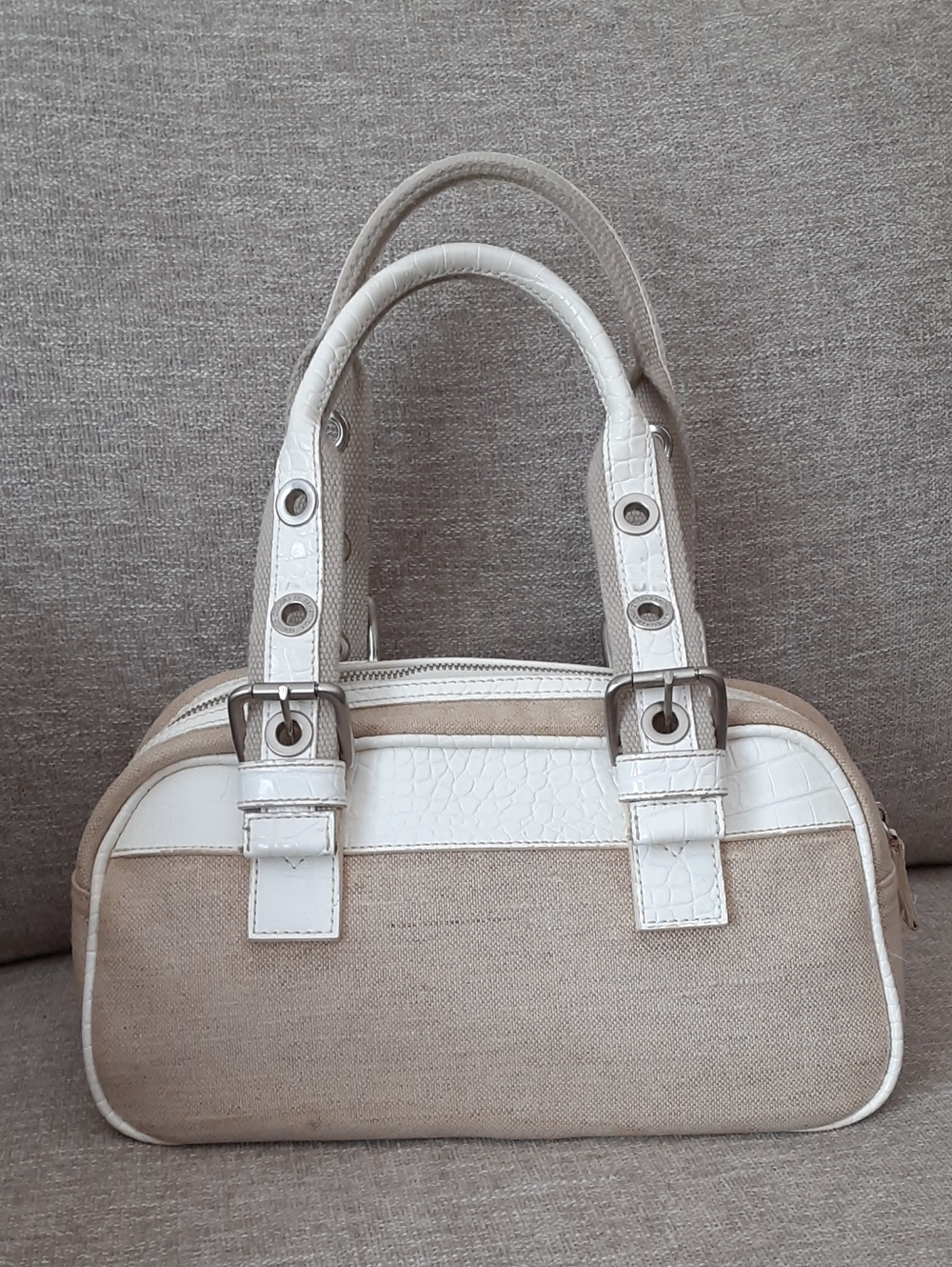 Unit Colors Of Benetton Canvas and Leather Shoulders Bag